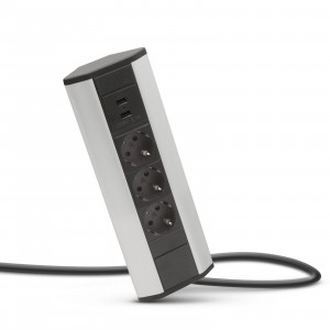 Bloc multiprize incorprabil, de colţ, rabatabil + 2x USB, 2,1A - Img 2