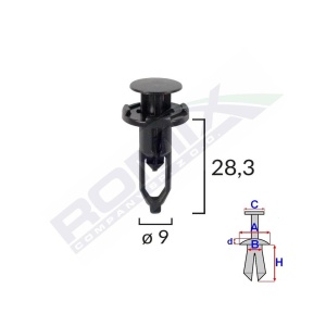 CLIPS FIXARE PENTRU TOYOTA/LEXUS 9X28.3MM - NEGRU SET 10 BUC - Img 3