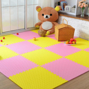 Covoras puzzle xl, 60x60 cm, grosime 2 cm, spuma eva, 2 piese culoare galben - Img 4