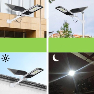 Lampa stradala solara 100w, 206 led-uri, 2 trepte iluminare, telecomanda, aluminiu - Img 5