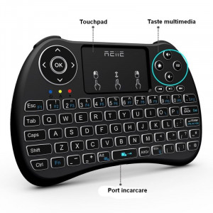 Mini tastatura iluminata, wireless cu touchpad, reiie h9+ - Img 6