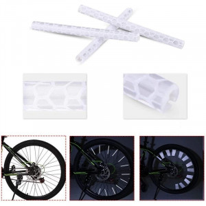 Ornamente reflectorizante pentru spite bicicleta, inaltime 7 cm, albe, set 12 bucati - Img 5