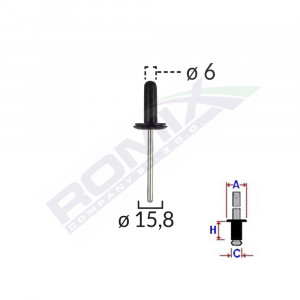 POPNIT UNIVERSAL NEGRU 6MM SET 10 BUC - Img 2