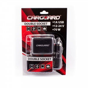 Priză dublă pentru încărcător auto, cu cablu + USB 1A - CARGUARD - Img 2