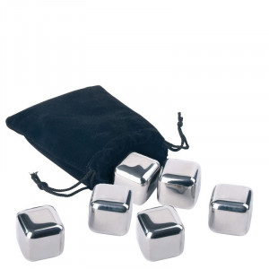 Set 6 cuburi de gheata din inox, cleste, cutie depozitare, diametru 26 cm - Img 2