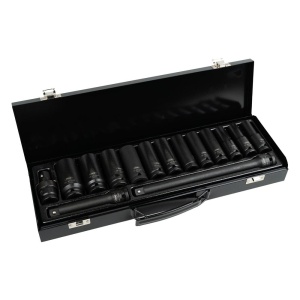 SET DE 15 PIESE DE IMPACT CU 12 TUBULARE LUNGI DE 1/2 INCH HEXAGONALE + ADAPTOARE - Img 3