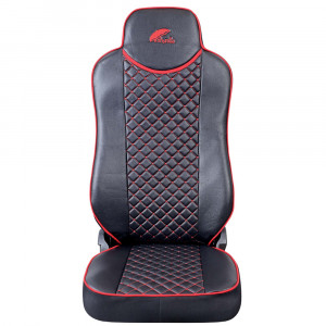 SET HUSE SCAUN UMBRELLA PENTRU MERCEDES ACTROS EURO 5 1844 MP2 MP3 MP4 ECO LEATHER BLACK+RED - Img 4
