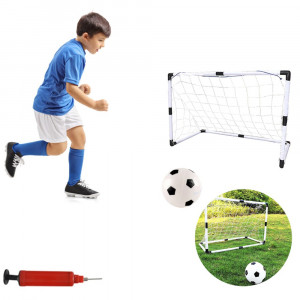 Set poarta cu plasa pentru fotbal, minge, pompa, 120x57x83 cm - Img 1