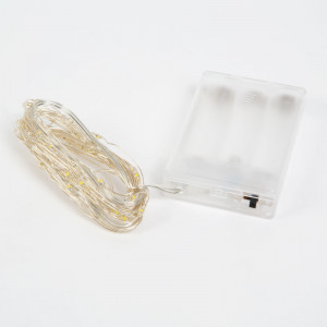 Sir de lumini LED de Craciun - 5 m -50 LED - Alb rece 3xAA - Img 2