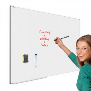 Tabla magnetica whiteboard, 90x120 cm, rama aluminiu slim, suport markere - Img 2