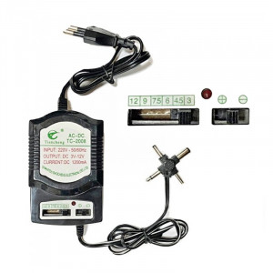 Alimentator universal reglabil 3v-12v, ac 220v, dc 1200 mah, 4 mufe - Img 1