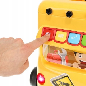 Banc de lucru pentru copii, forma autobuz, sunete, 38 accesorii multicolore - Img 9