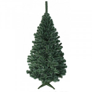 Brad artificial de craciun, pin cashmere 220 cm, varfuri albe, ace subtiri, verde natural - Img 6