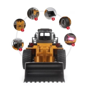 Buldozer cu telecomanda, lumina led, tractiune 4x4, rotire 360 grade, reincarcabil usb - Img 9