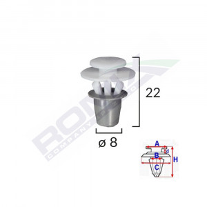 CLIPS FIXARE ELEMENTE EXTERIOARE PENTRU SEAT VW 8X22MM - ALB SET 10 BUC - Img 1