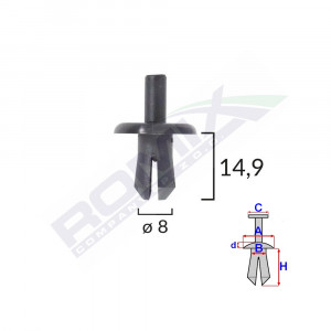CLIPS FIXARE PENTRU AUDI, MERCEDES, OPEL 8X14.9MM NEGRU - SET 10 BUC - Img 2