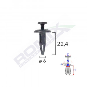 CLIPS FIXARE PENTRU BMW/GM 6X22.4MM - NEGRU SET 10 BUC - Img 2