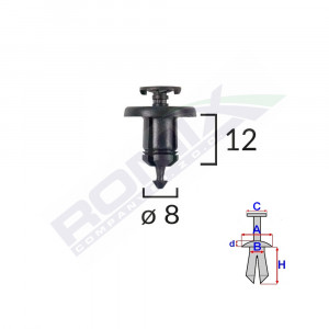 CLIPS FIXARE PENTRU DACIA RENAULT 8X12MM - NEGRU SET 10 BUC - Img 2