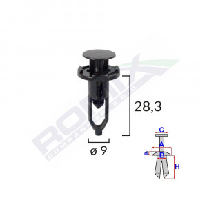 CLIPS FIXARE PENTRU TOYOTA/LEXUS 9X28.3MM - NEGRU SET 10 BUC - Img 2