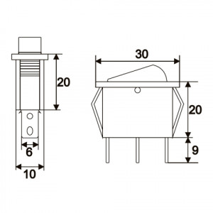 Interupator basculant 1 circuit 10A-250V OFF-ON, lumini de albastru - Img 2
