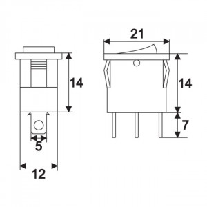 Interupator basculant 1 circuit 15A-12VDC OFF-ON, cu LED rosu - Img 2