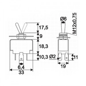 Intrerupatoare cu brat 2 circuit 10A-250V ON-ON - Img 2