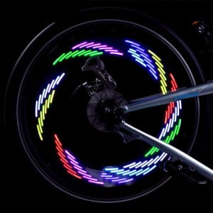 Lumini spite bicicleta, led rgb, 12 modele luminoase, senzor miscare, baterii cr2032 - Img 6