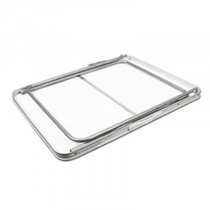 Masa pliabila pentru camping, 80x60x70 cm, blat laminat, cadru aluminiu, alb gri - Img 4