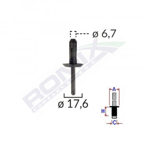 POPNIT PLASTIC UNIVERSAL 6.7X17.6MM - NEGRU SET 10 BUC - Img 1