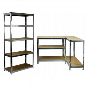 Raft metalic, 5 nivele depozitare, set 2 bucati, sarcina maxima totala 875 kg,180x90x30 cm - Img 2