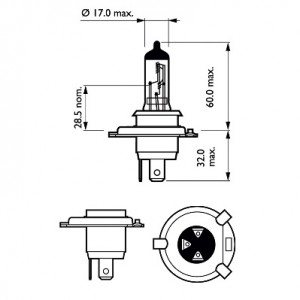 SET 2 BECURI FAR H4 P43t 60/55W 12V VISION PLUS PHILIPS - Img 3