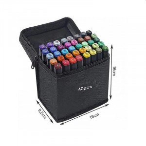 Set 40 markere multicolore cu 2 capete pentru scriere, geanta depozitare inclusa - Img 9