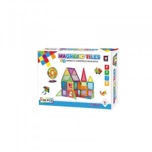 Set constructie magnetic 3d cu lumini led, diferite forme si culori, 130 piese - Img 10