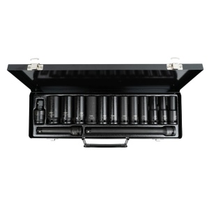 SET DE 15 PIESE DE IMPACT CU 12 TUBULARE LUNGI DE 1/2 INCH HEXAGONALE + ADAPTOARE - Img 4