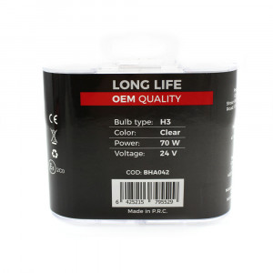 Set de 2 becuri Halogen 24V - H3, 70W, +50% Intensitate - LONG LIFE - CARGUARD - Img 3