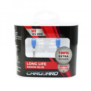 Set de 2 becuri Halogen H1 +100% Intensitate - LONG LIFE - CARGUARD - Img 1