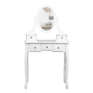Set masa de toaleta 140x80x40 cm, oglinda si scaun incluse, 5 sertare - Img 4