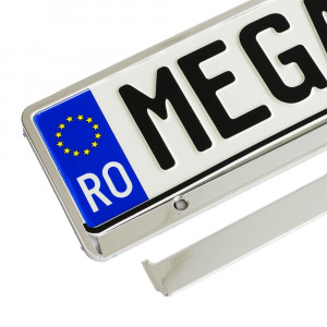 SUPORT NUMAR INMATRICULARE MEGA DRIVE METALIZAT SILVER 1 BUC - Img 5