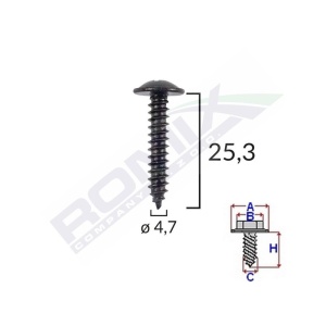 SURUB FIXARE PENTRU ALFA ROMEO/FIAT 4.7X25.3MM - NEGRU SET 10 BUC - Img 4
