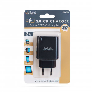 Adaptor de rețea USB + Type-C PD20W cu încărcare rapidă - negru - Img 4
