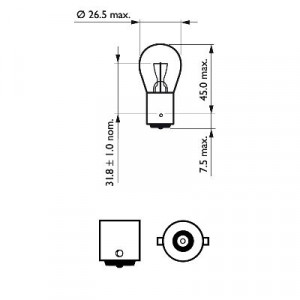 BEC SEMNALIZARE P21W 12V SET 10 buc PHILIPS - Img 3