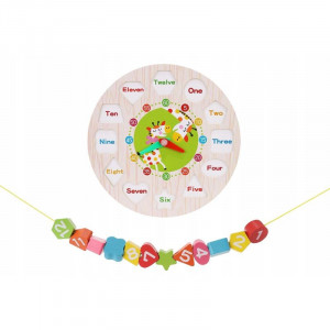 Ceas educativ pentru copii, puzzle lemn cifre limba engleza, +3 ani - Img 5