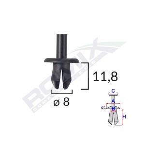 CLIPS FIXARE ELEMENTE EXTERIOARE PENTRU OPEL/VOLVO/VW 8X11.8MM - NEGRU SET 25 BUC - Img 4