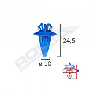 CLIPS FIXARE ELEMENTE EXTERIOARE PENTRU TOYOTA 10X24.5 - ALBASTRU SET 10 BUC - Img 2