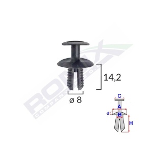 CLIPS FIXARE ELEMENTE EXTERIOARE PENTRU VW, SEAT, MERCEDES, SKODA 8X14.2MM NEGRU SET 10BUC - Img 3