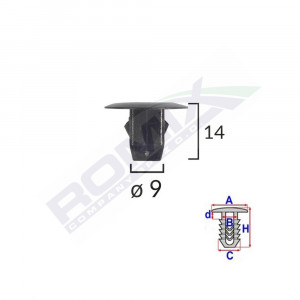 CLIPS FIXARE ELEMENTE ROATA PENTRU HONDA 9X14MM NEGRU SET 10 BUC - Img 2
