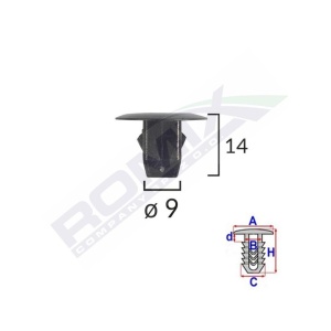 CLIPS FIXARE ELEMENTE ROATA PENTRU HONDA 9X14MM NEGRU SET 10 BUC - Img 4