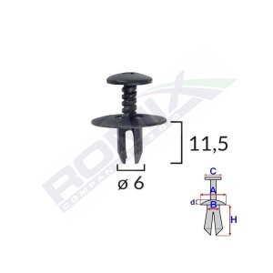 CLIPS FIXARE PENTRU BMW MINI 6X11.5MM - NEGRU SET 10 BUC - Img 4