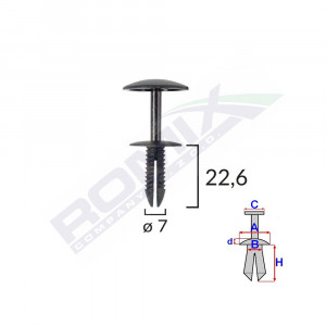 CLIPS FIXARE PENTRU FORD 7X22.6 - NEGRU SET 10 BUC - Img 2