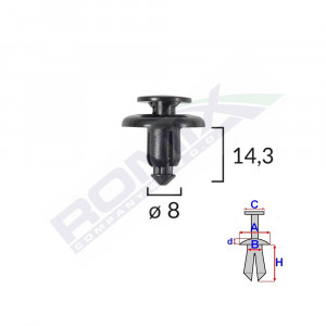 CLIPS FIXARE PENTRU MAZDA/SUBARU 8X14.3MM - NEGRU SET 10 BUC